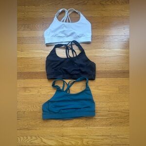 Three gently worn Lululemon Energy Bras